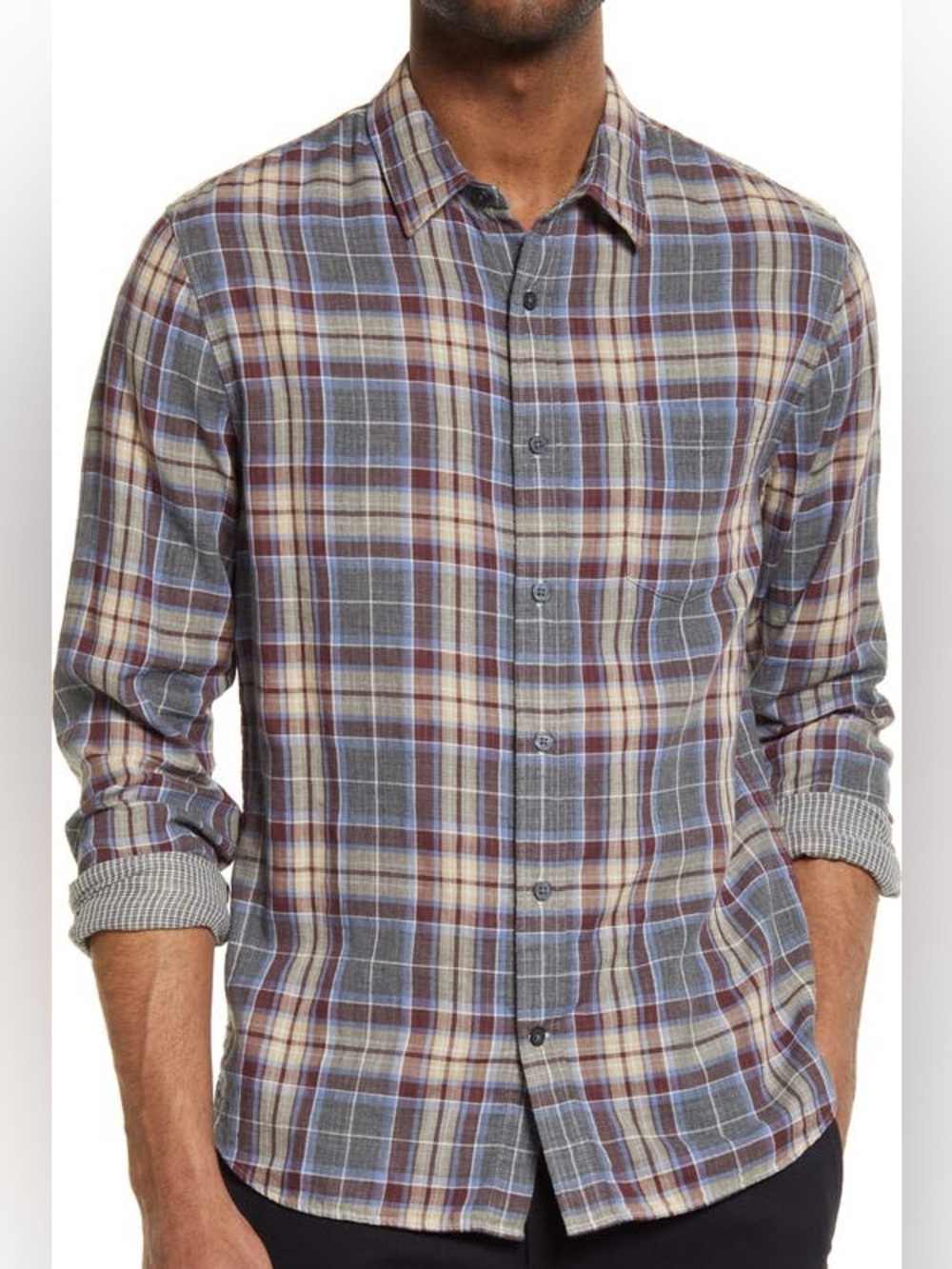 Vince Classic Fit Double Face Cambria Plaid Shirt